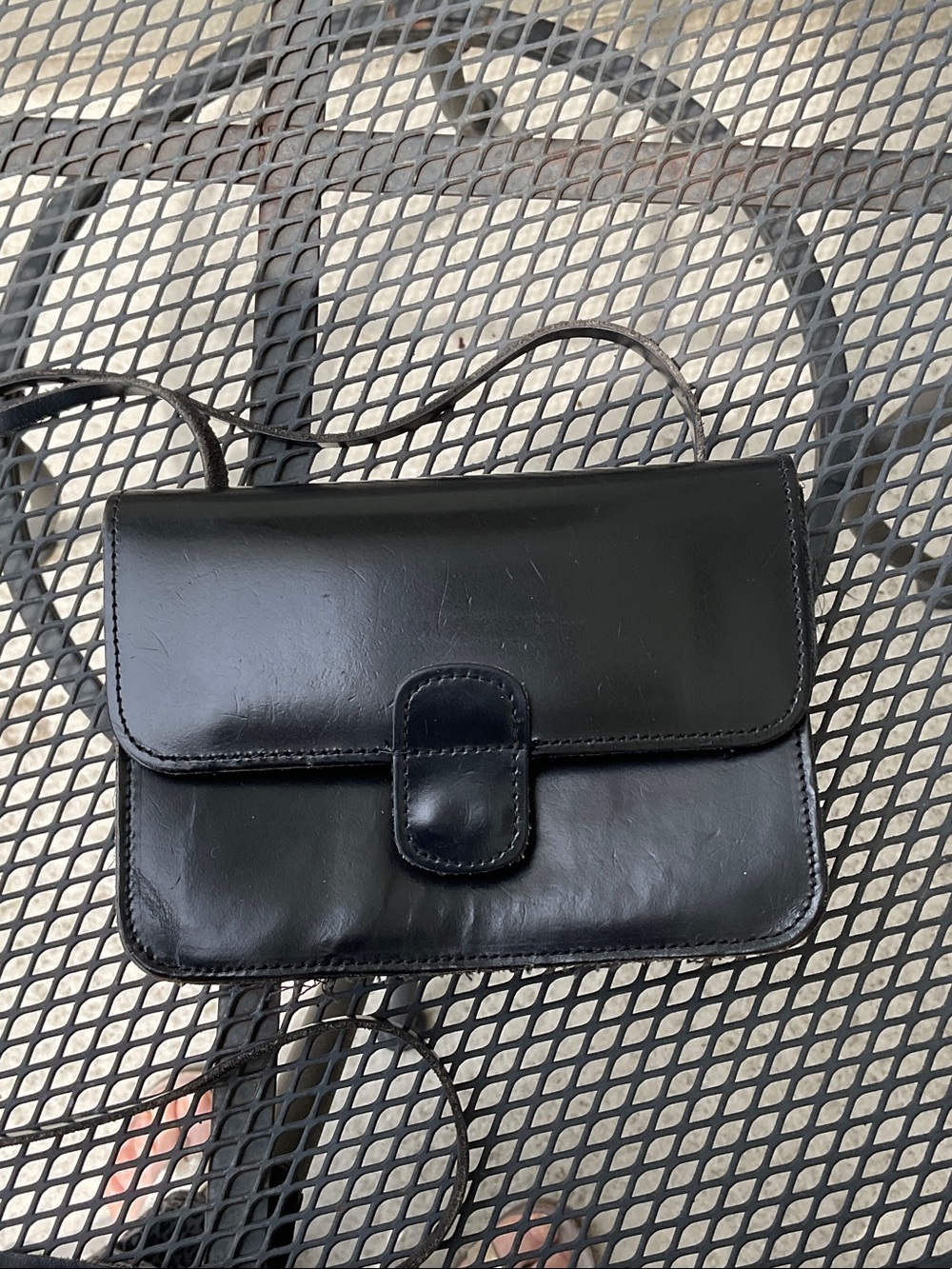 mundi Black Leather Crossbody Bag